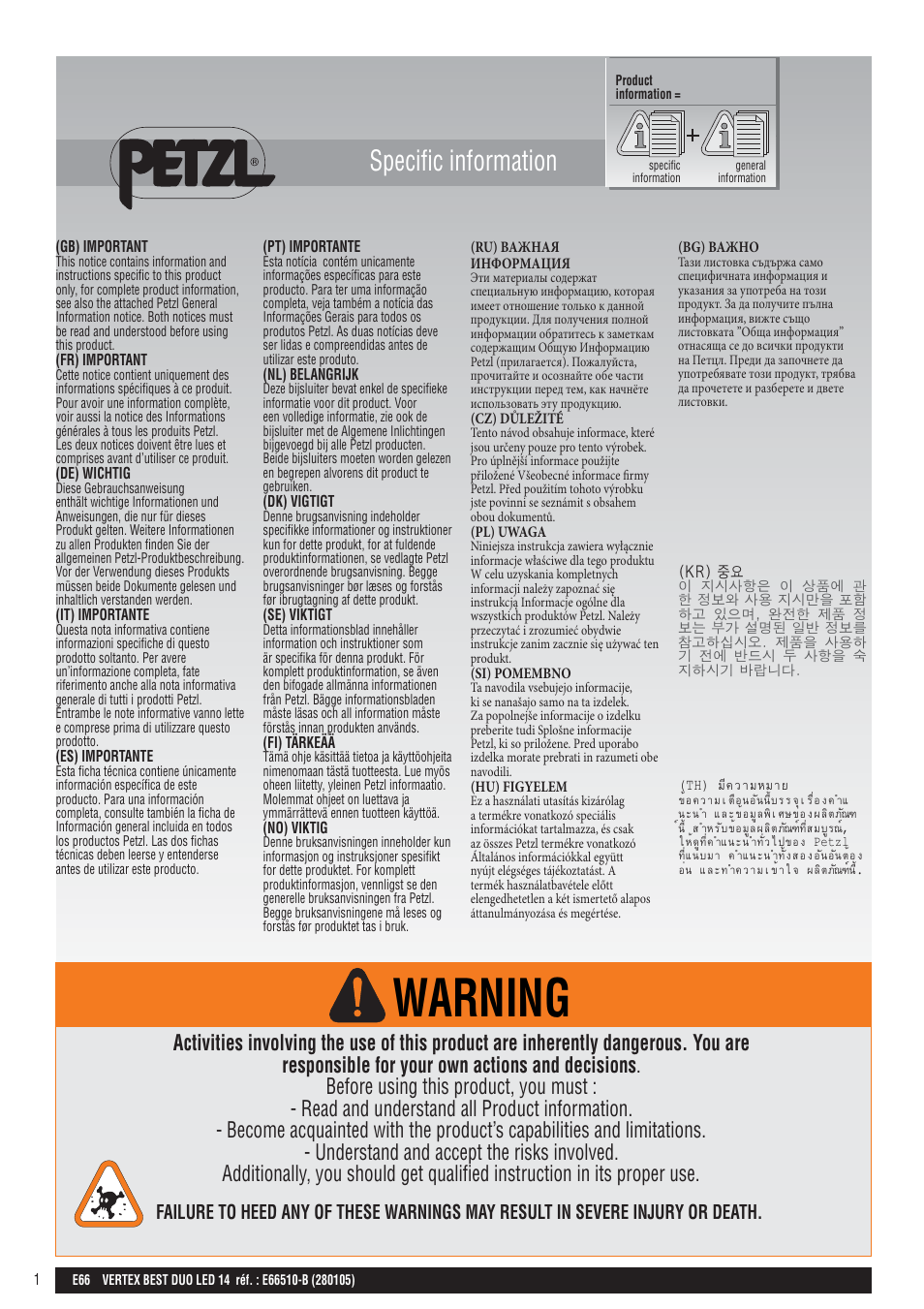 Petzl VERTEX BEST DUO LED 14 User Manual | 26 pages