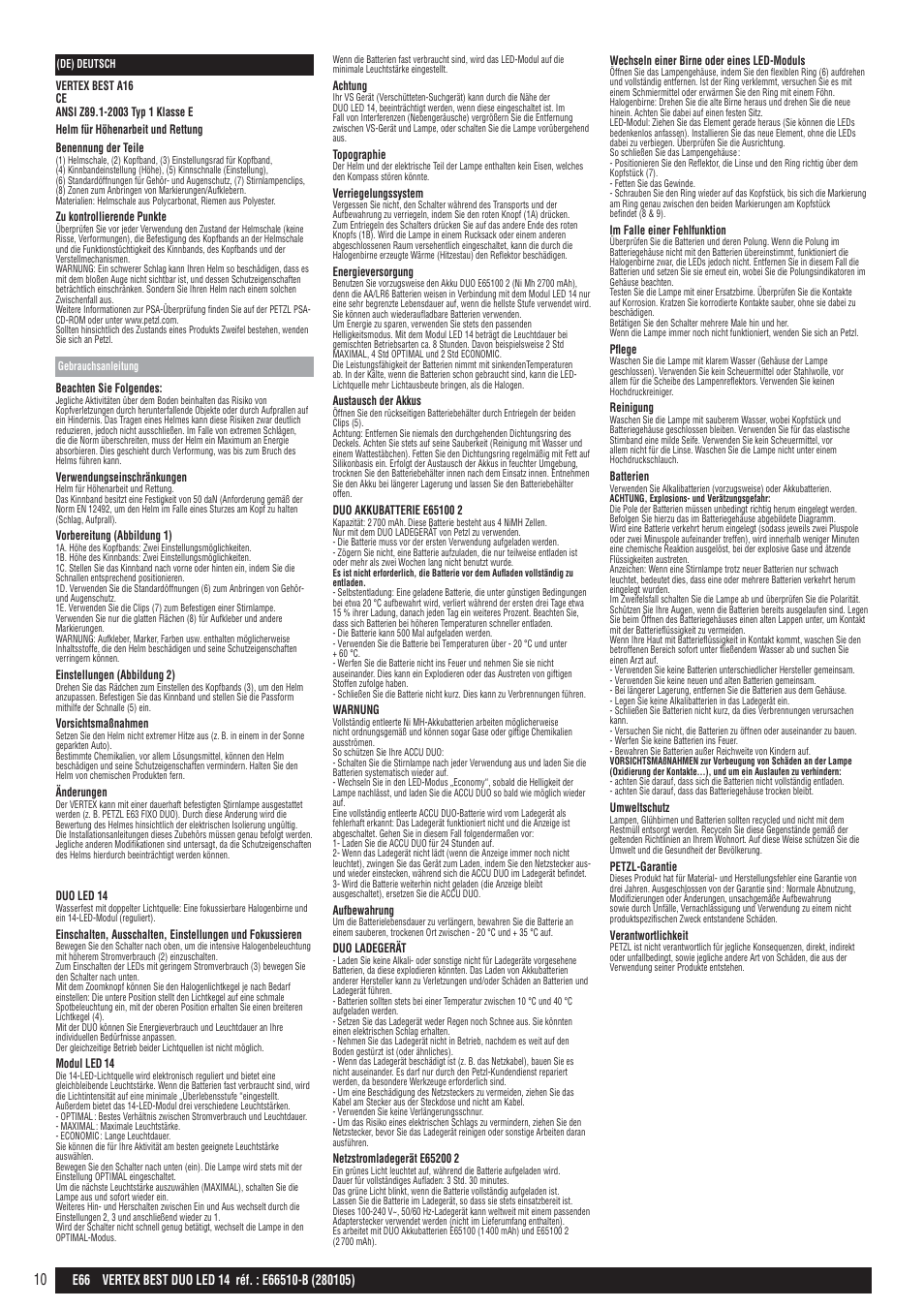 Petzl VERTEX BEST DUO LED 14 User Manual | Page 10 / 26
