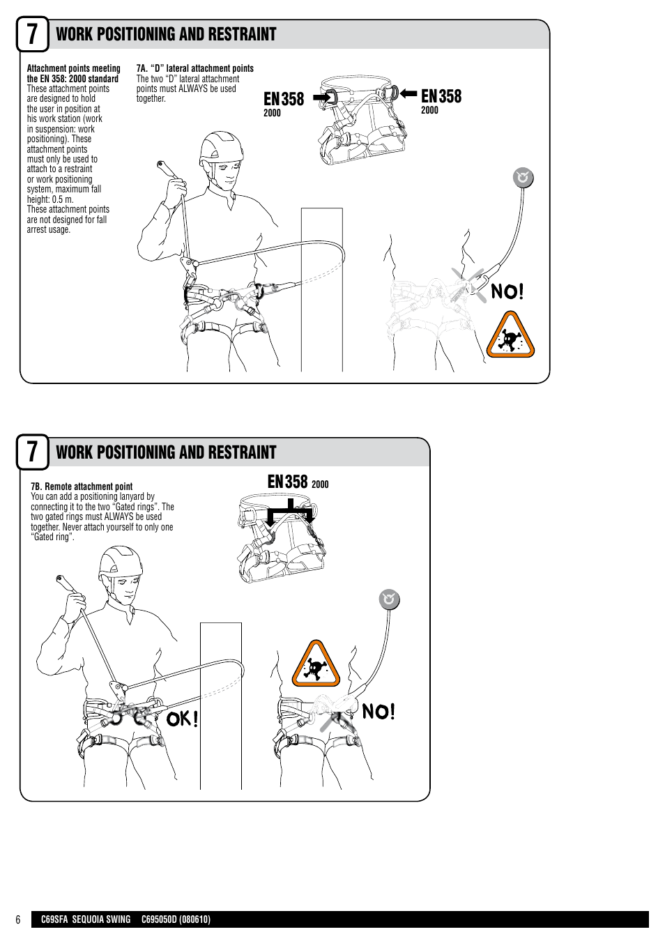 En + drawings, Work positioning and restraint | Petzl SEQUOIA SWING User Manual | Page 6 / 26