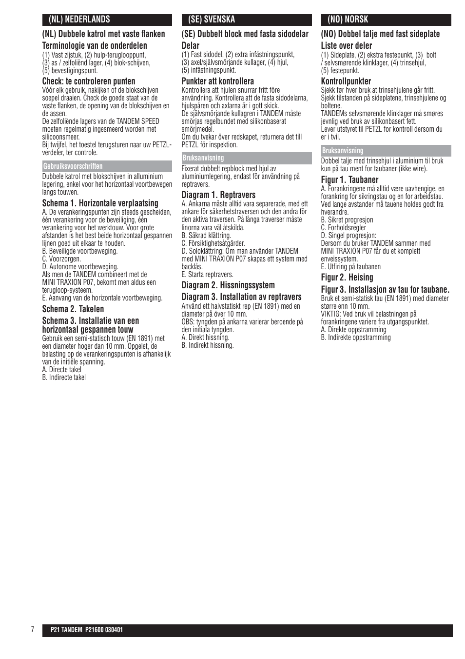 Nl; se; no | Petzl TANDEM User Manual | Page 7 / 10