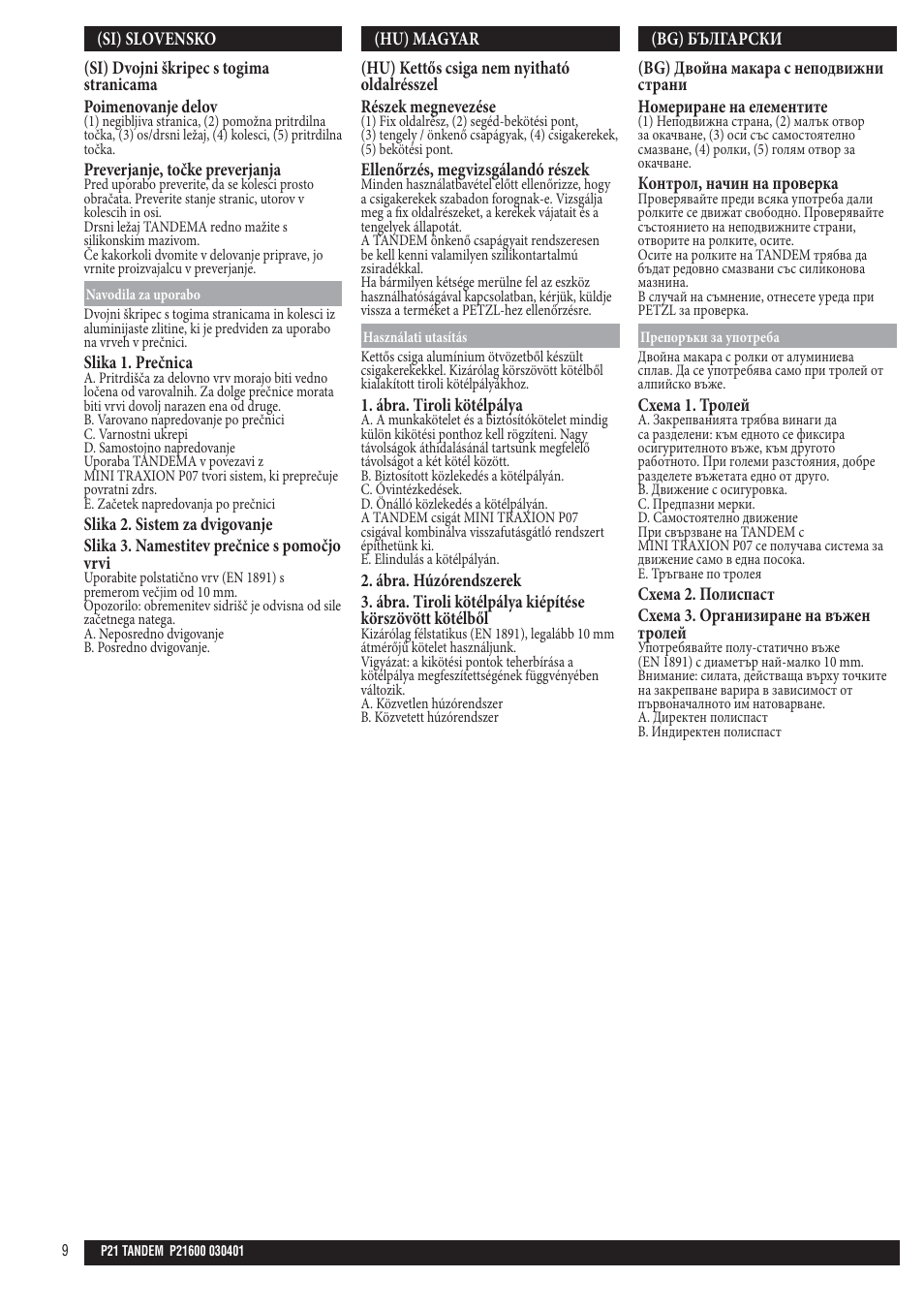 Si; hu; bg | Petzl TANDEM User Manual | Page 9 / 10