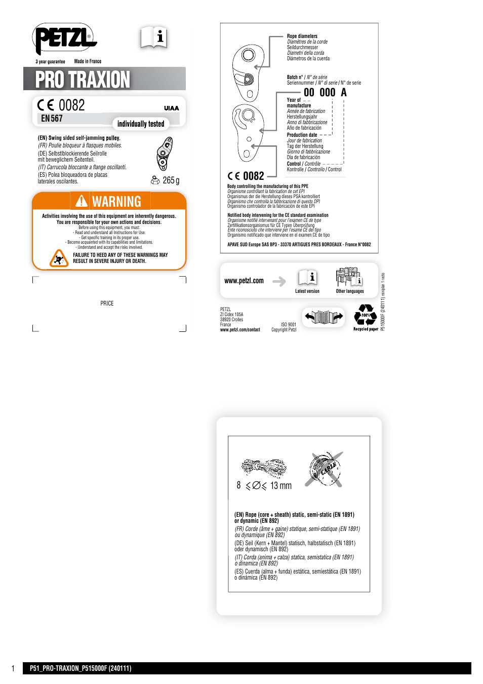 Petzl PRO TRAXION User Manual | 19 pages