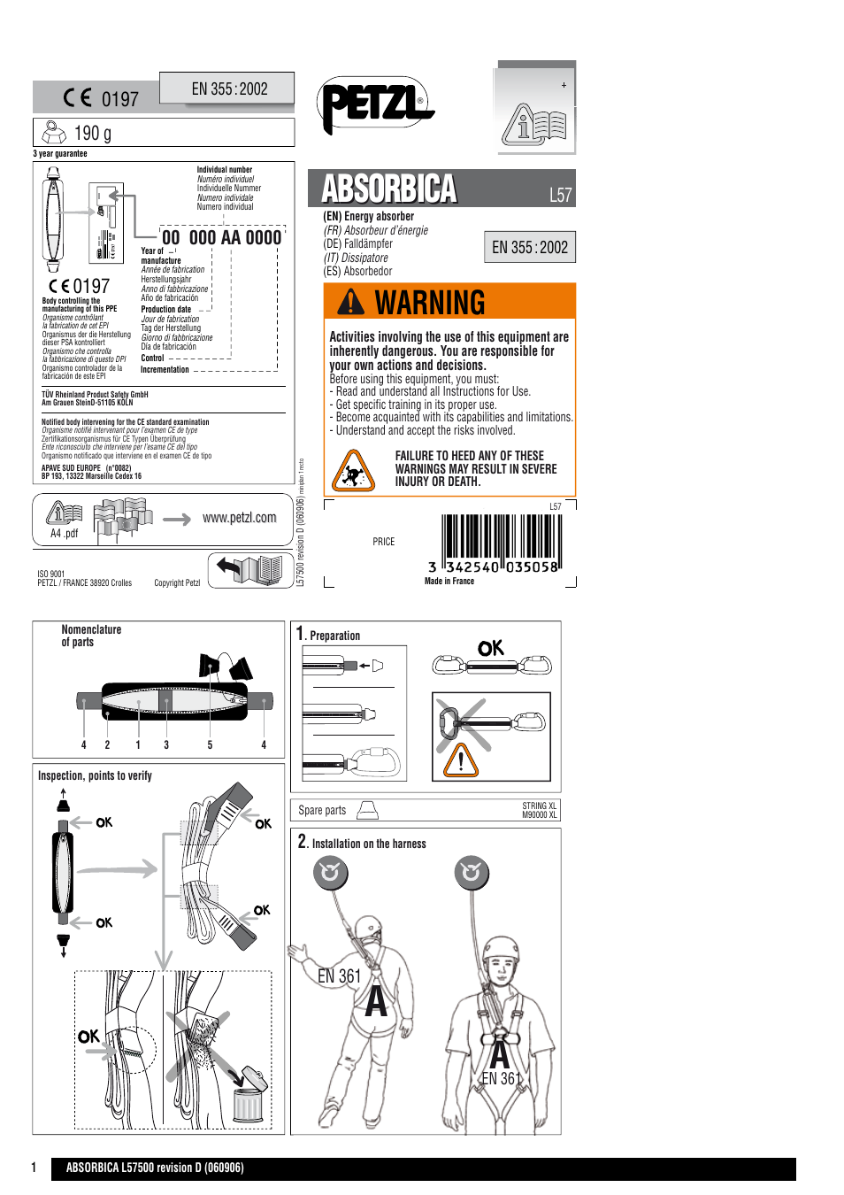 Petzl ABSORBICA User Manual | 23 pages