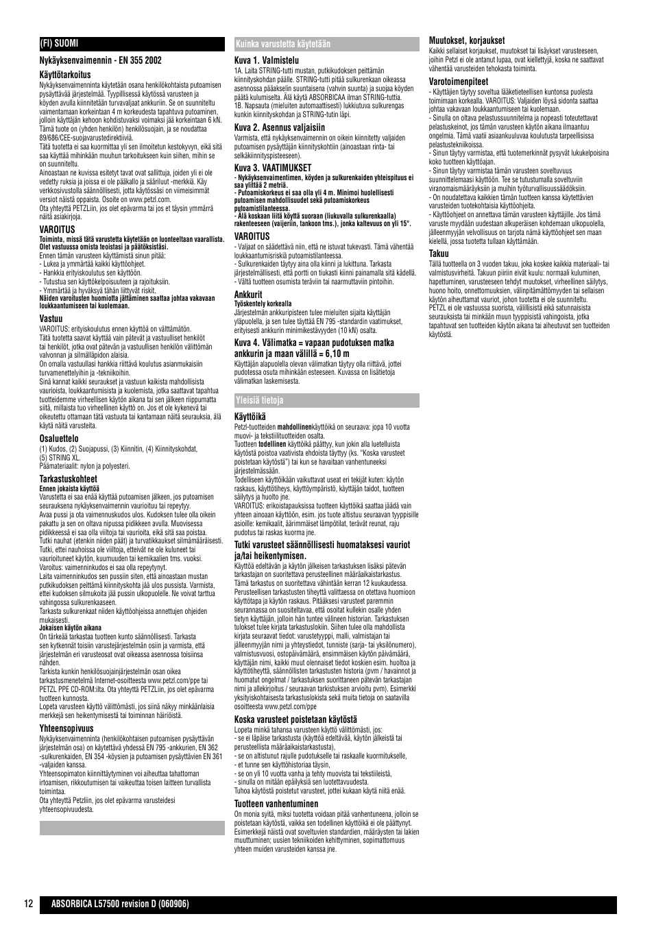 Petzl ABSORBICA User Manual | Page 12 / 23