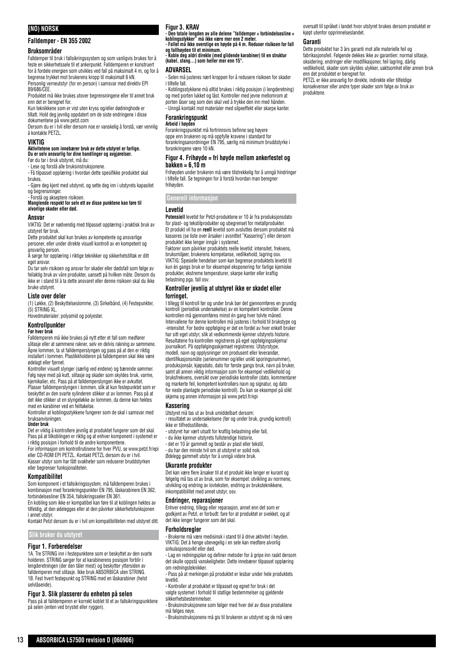 Petzl ABSORBICA User Manual | Page 13 / 23