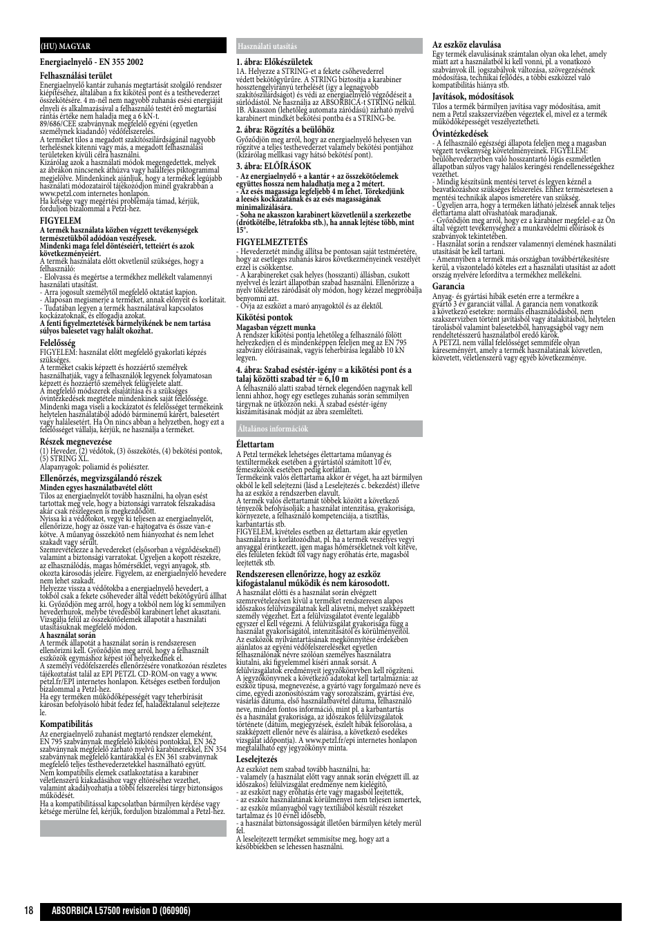 Petzl ABSORBICA User Manual | Page 18 / 23