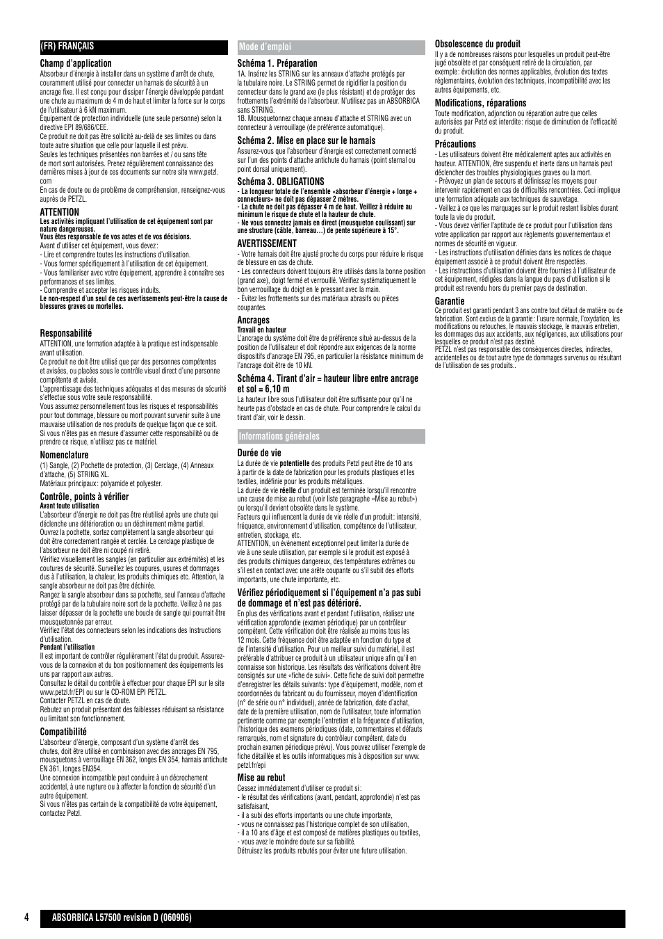 Petzl ABSORBICA User Manual | Page 4 / 23