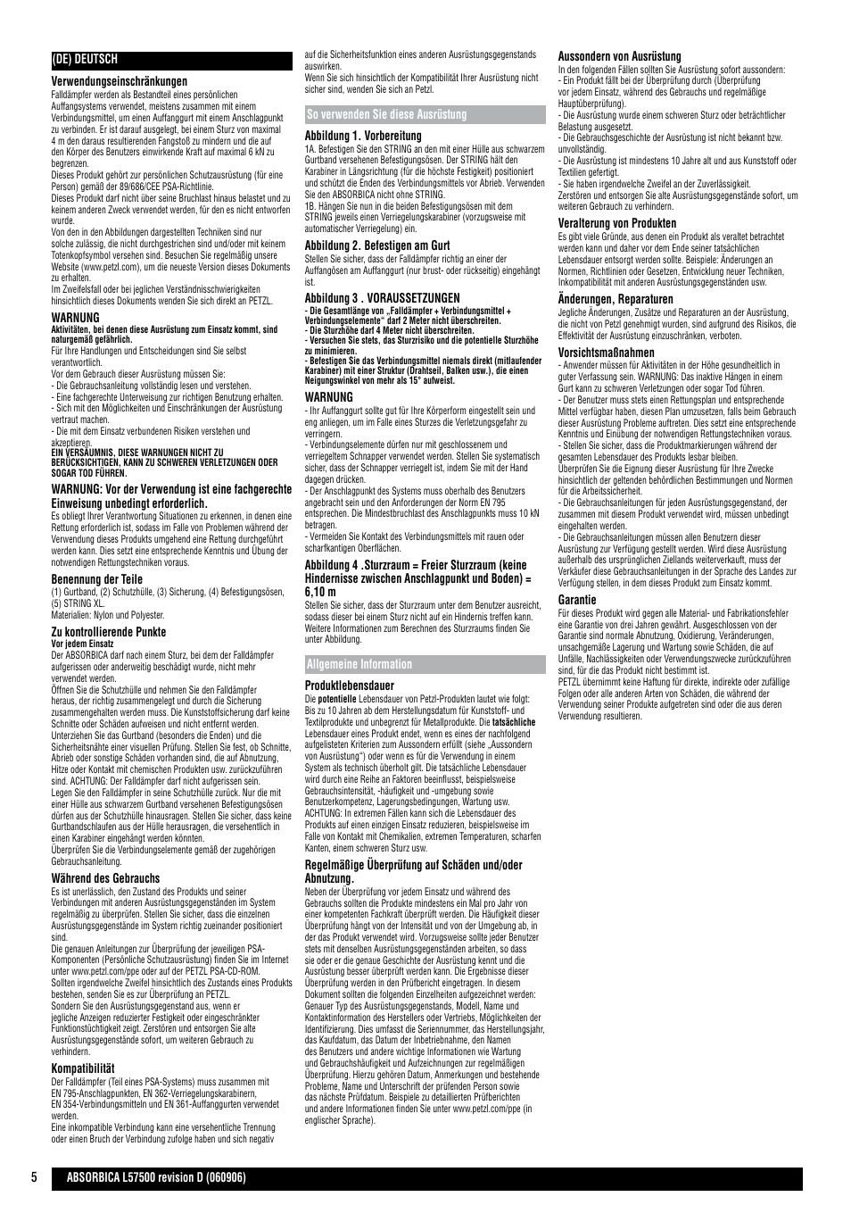 Petzl ABSORBICA User Manual | Page 5 / 23