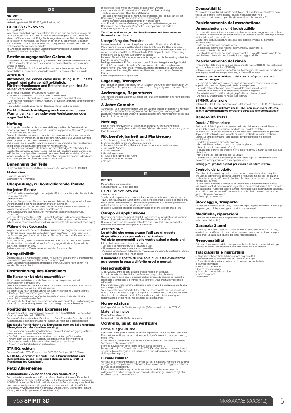 De, it | Petzl EXPRESS User Manual | Page 5 / 14