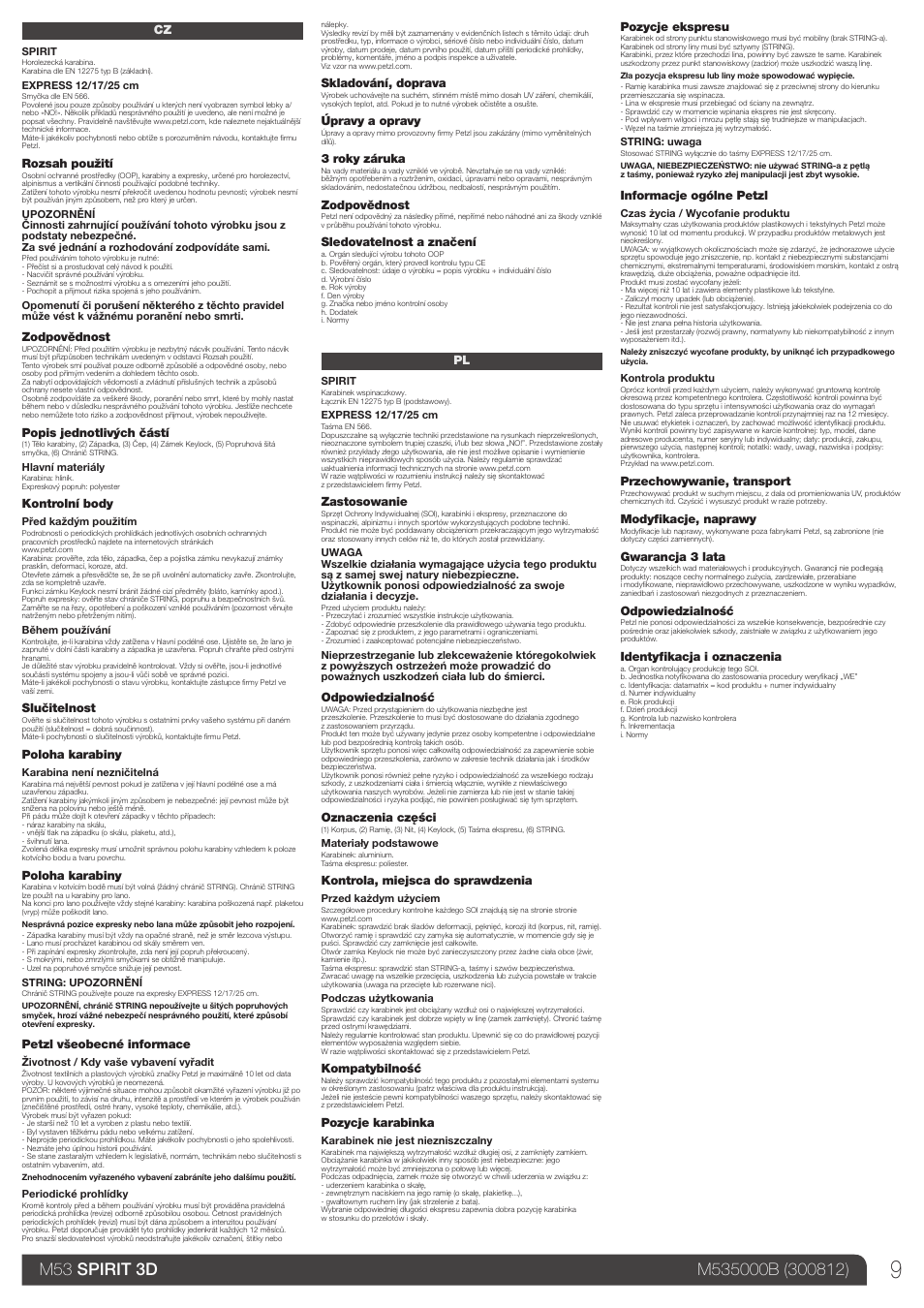 Cz, pl | Petzl EXPRESS User Manual | Page 9 / 14