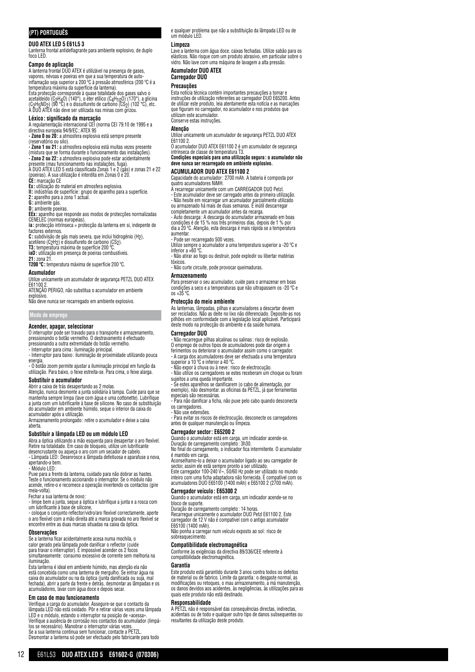 Petzl DUO ATEX LED 5 User Manual | Page 12 / 25