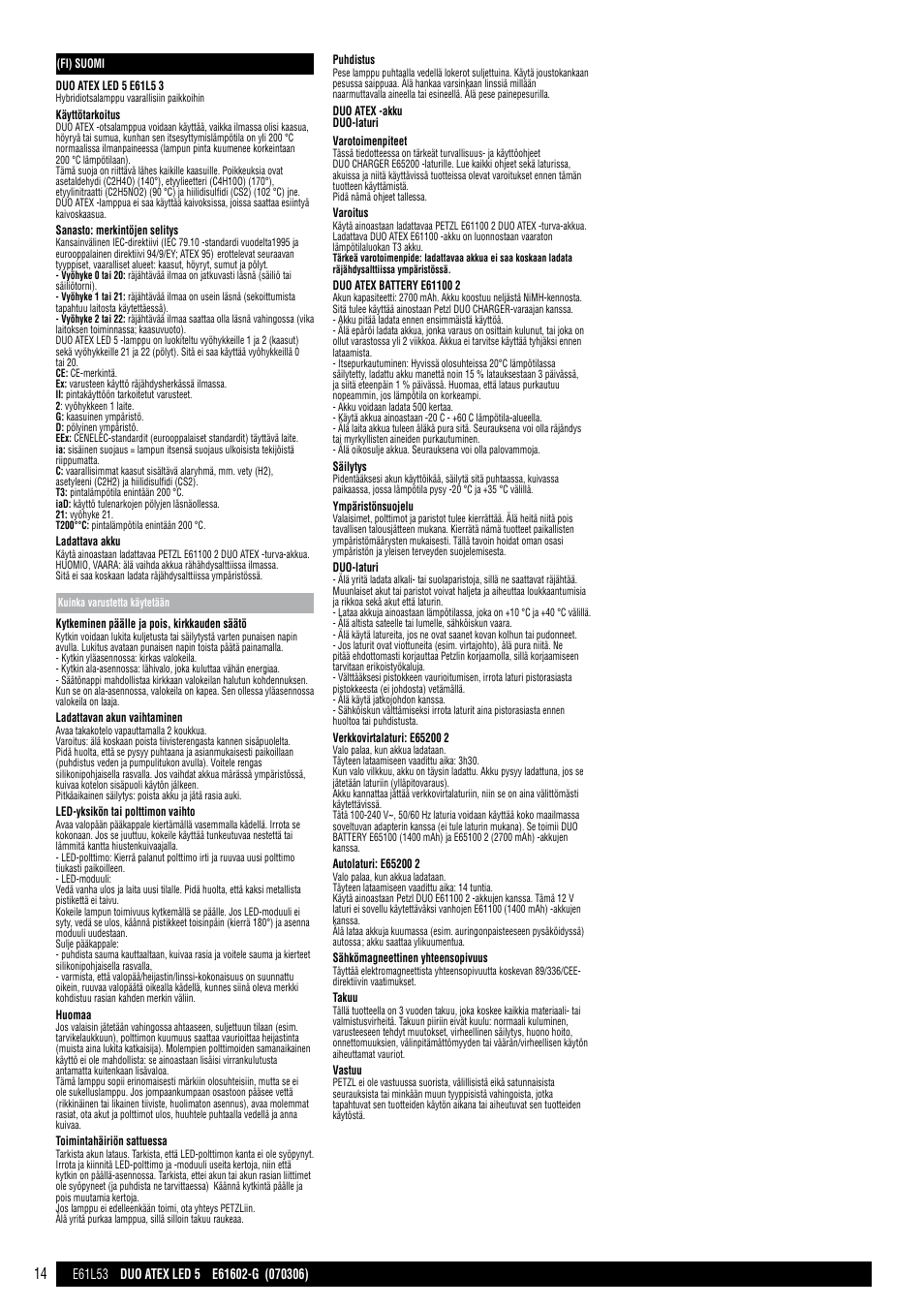 Petzl DUO ATEX LED 5 User Manual | Page 14 / 25