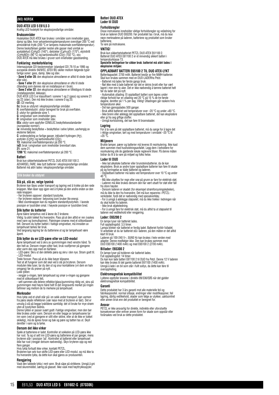 Petzl DUO ATEX LED 5 User Manual | Page 15 / 25