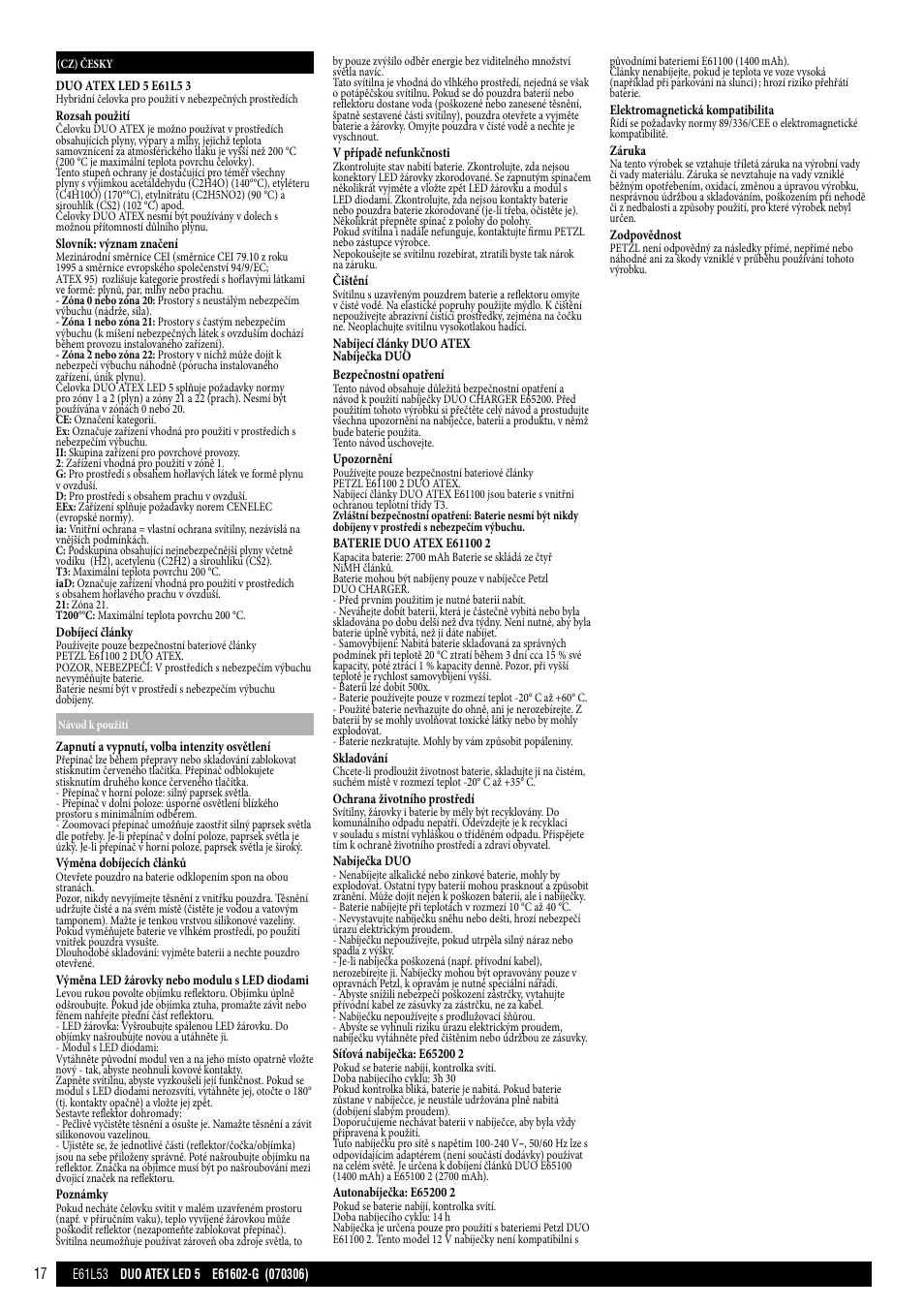 Petzl DUO ATEX LED 5 User Manual | Page 17 / 25
