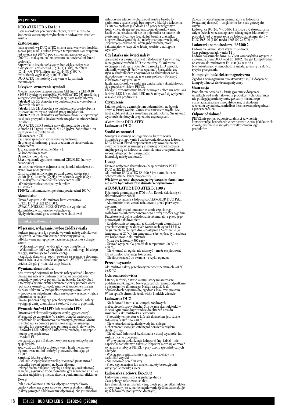 Petzl DUO ATEX LED 5 User Manual | Page 18 / 25