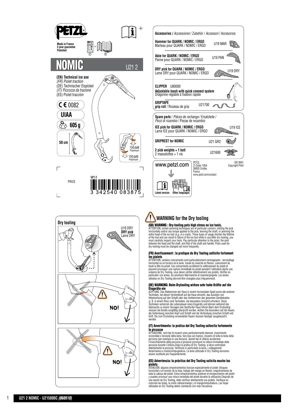 Petzl NOMIC User Manual | 2 pages