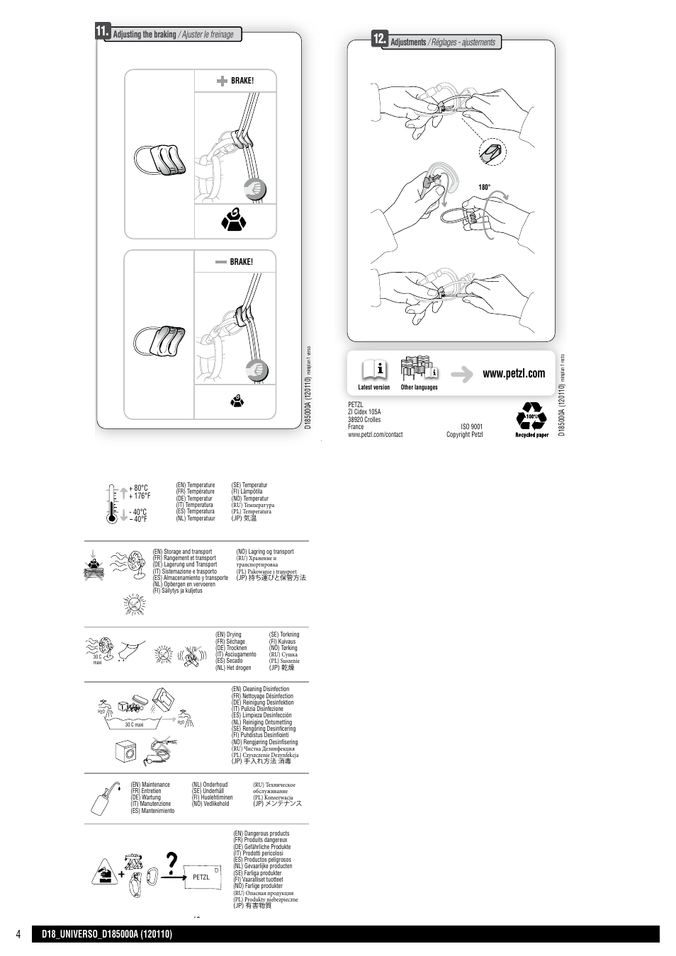 Drawings, Universo, Warning | Individually tested | Petzl UNIVERSO User Manual | Page 4 / 24