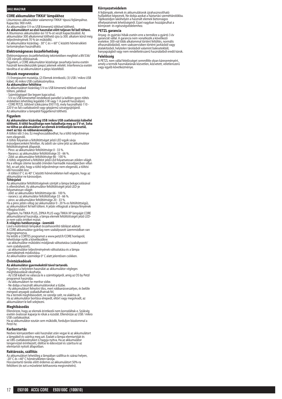 Petzl CORE_аккумулятор User Manual | Page 17 / 22