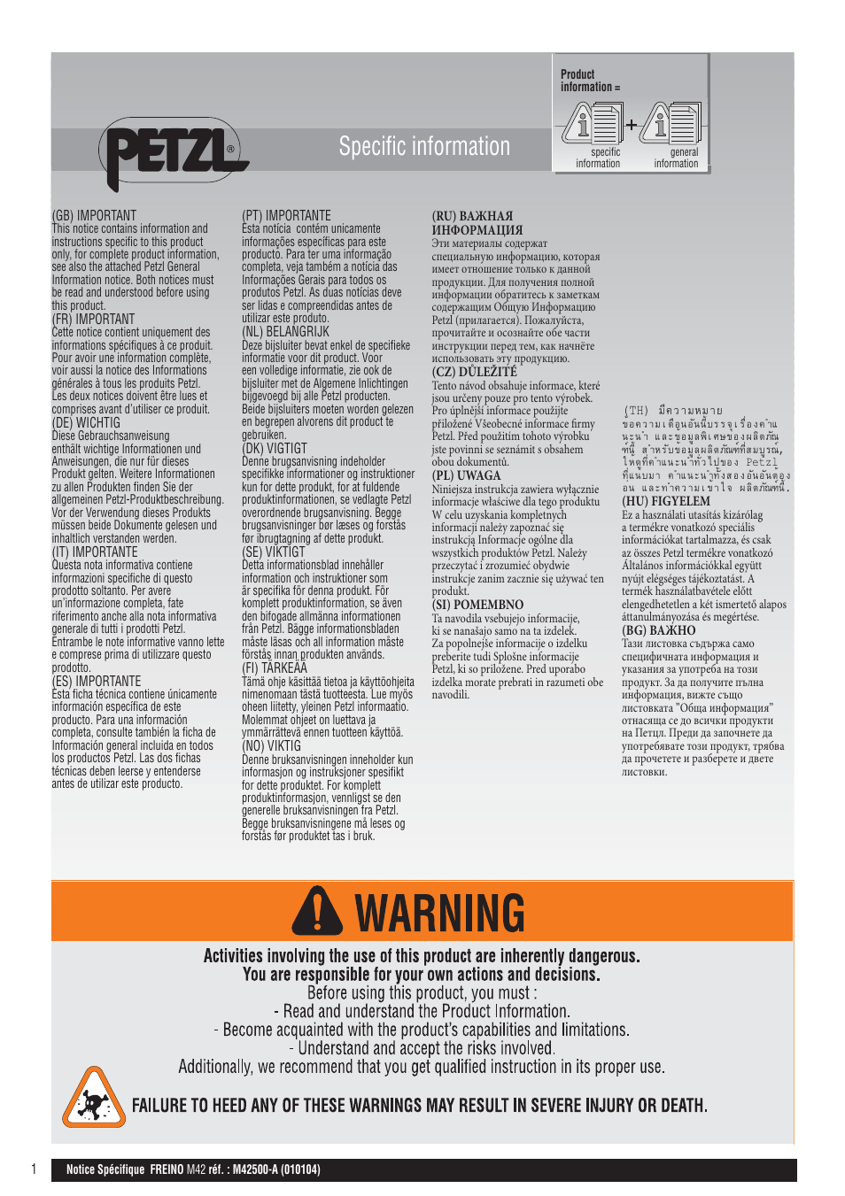 Petzl FREINO User Manual | 9 pages