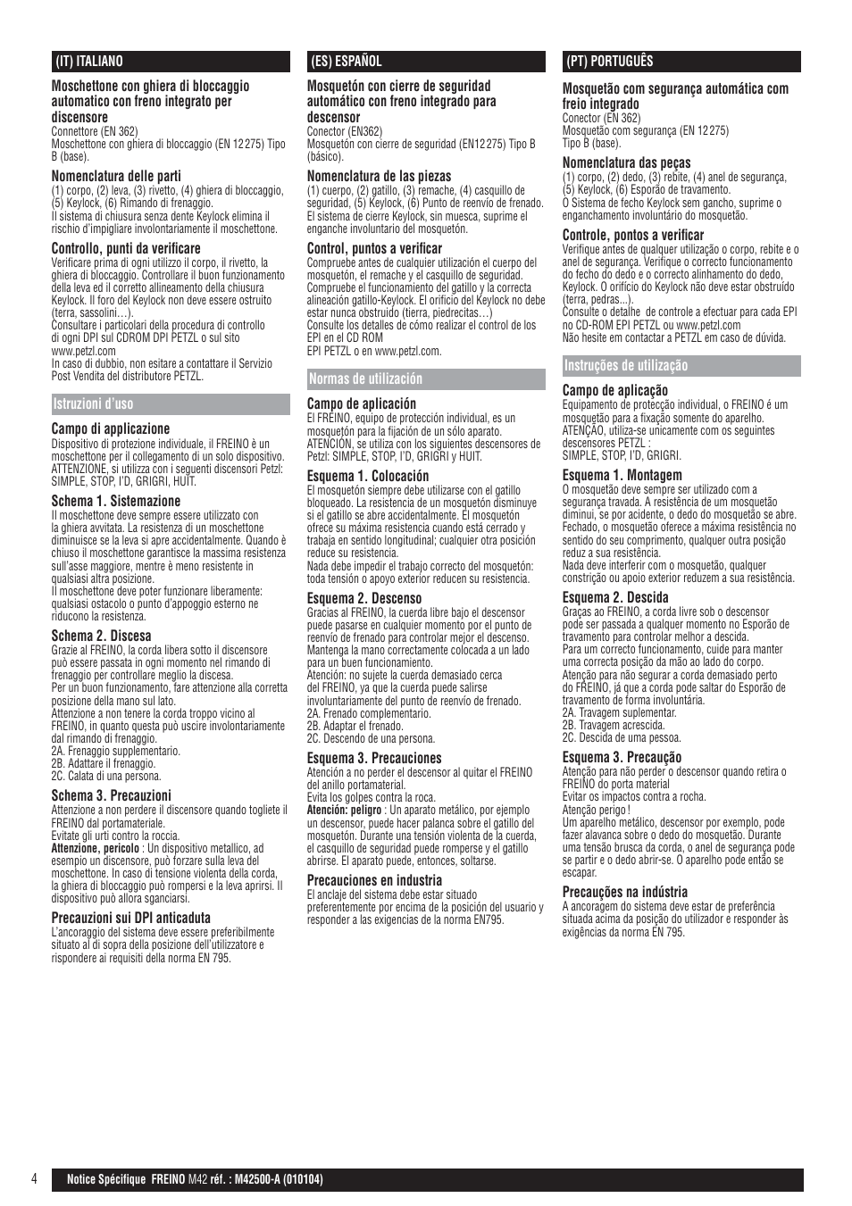 It; es; pt | Petzl FREINO User Manual | Page 4 / 9