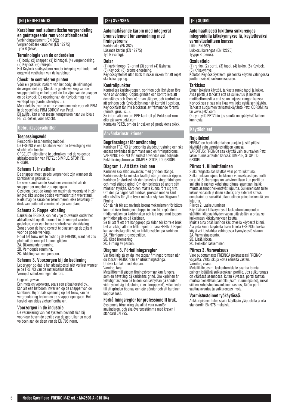 Nl; se; fi | Petzl FREINO User Manual | Page 5 / 9