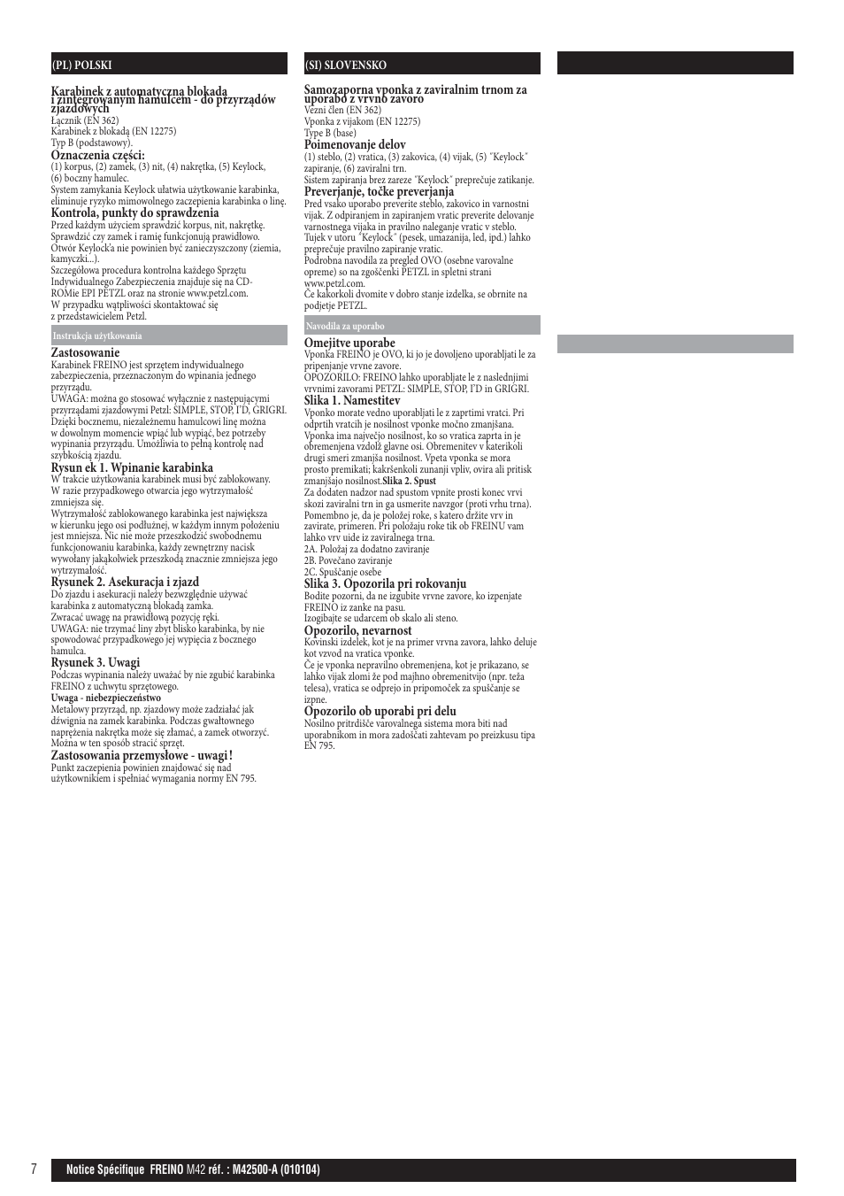Pl; si; jp | Petzl FREINO User Manual | Page 7 / 9
