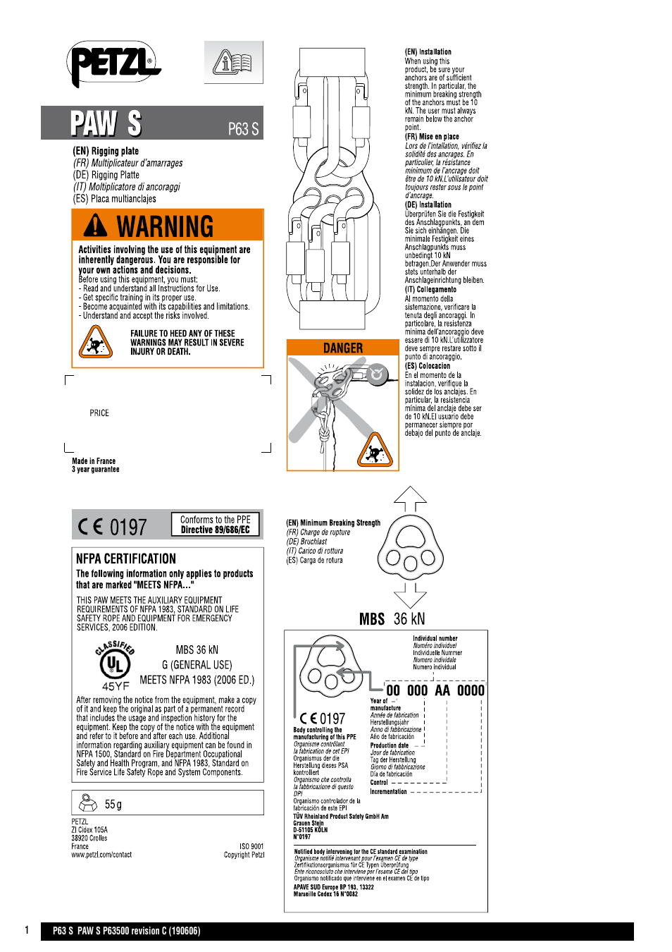 Petzl PAW S User Manual | 3 pages