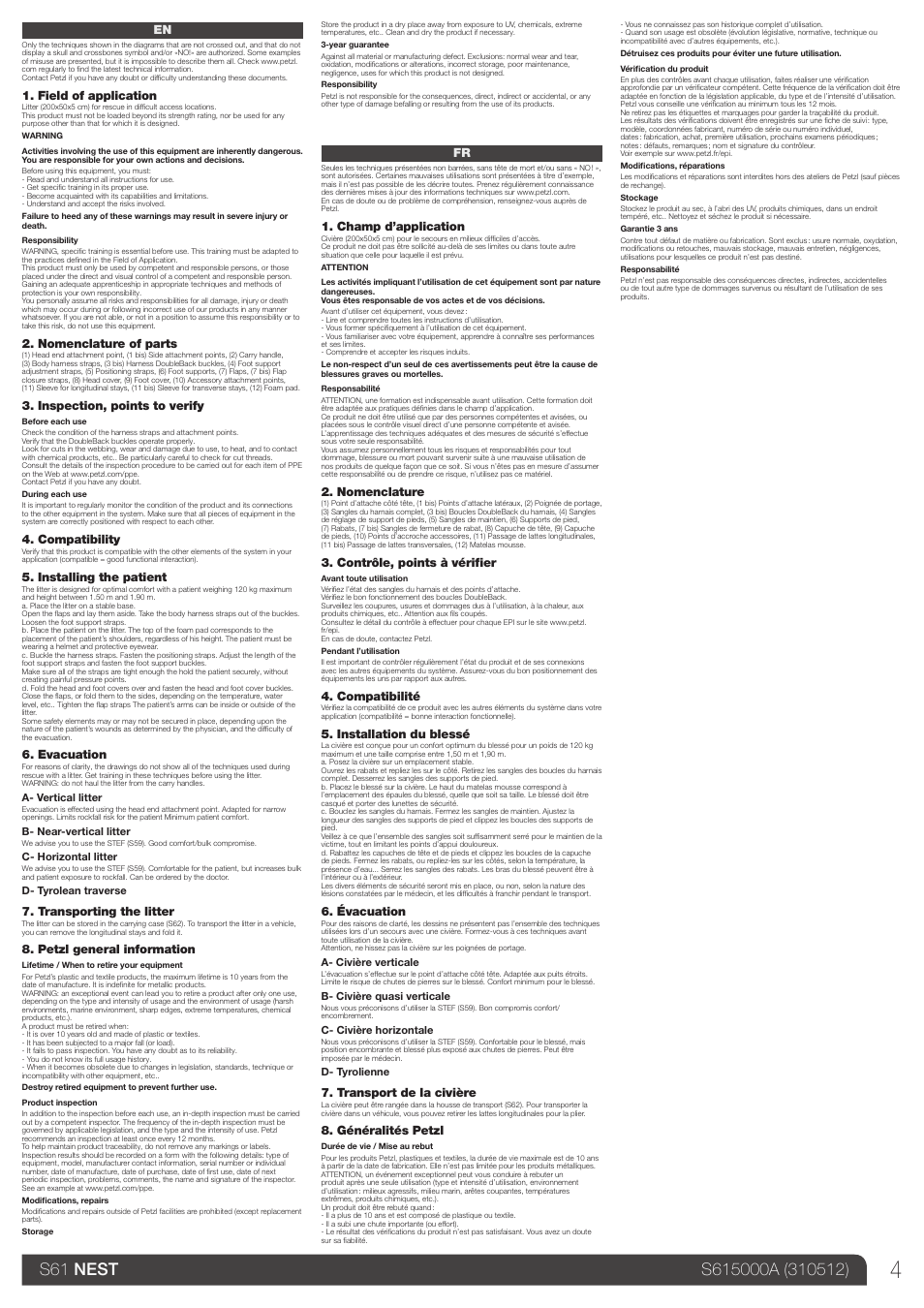 En, fr | Petzl NEST User Manual | Page 4 / 13