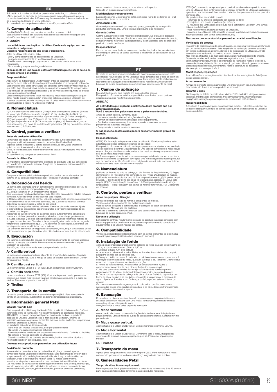 Es, pt | Petzl NEST User Manual | Page 6 / 13