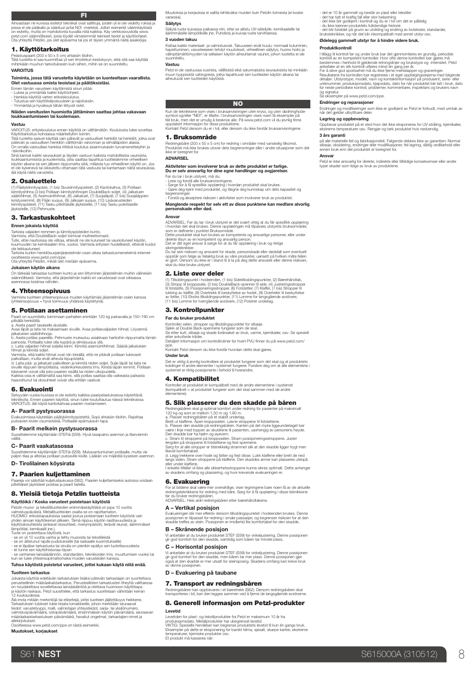 Fi, no | Petzl NEST User Manual | Page 8 / 13