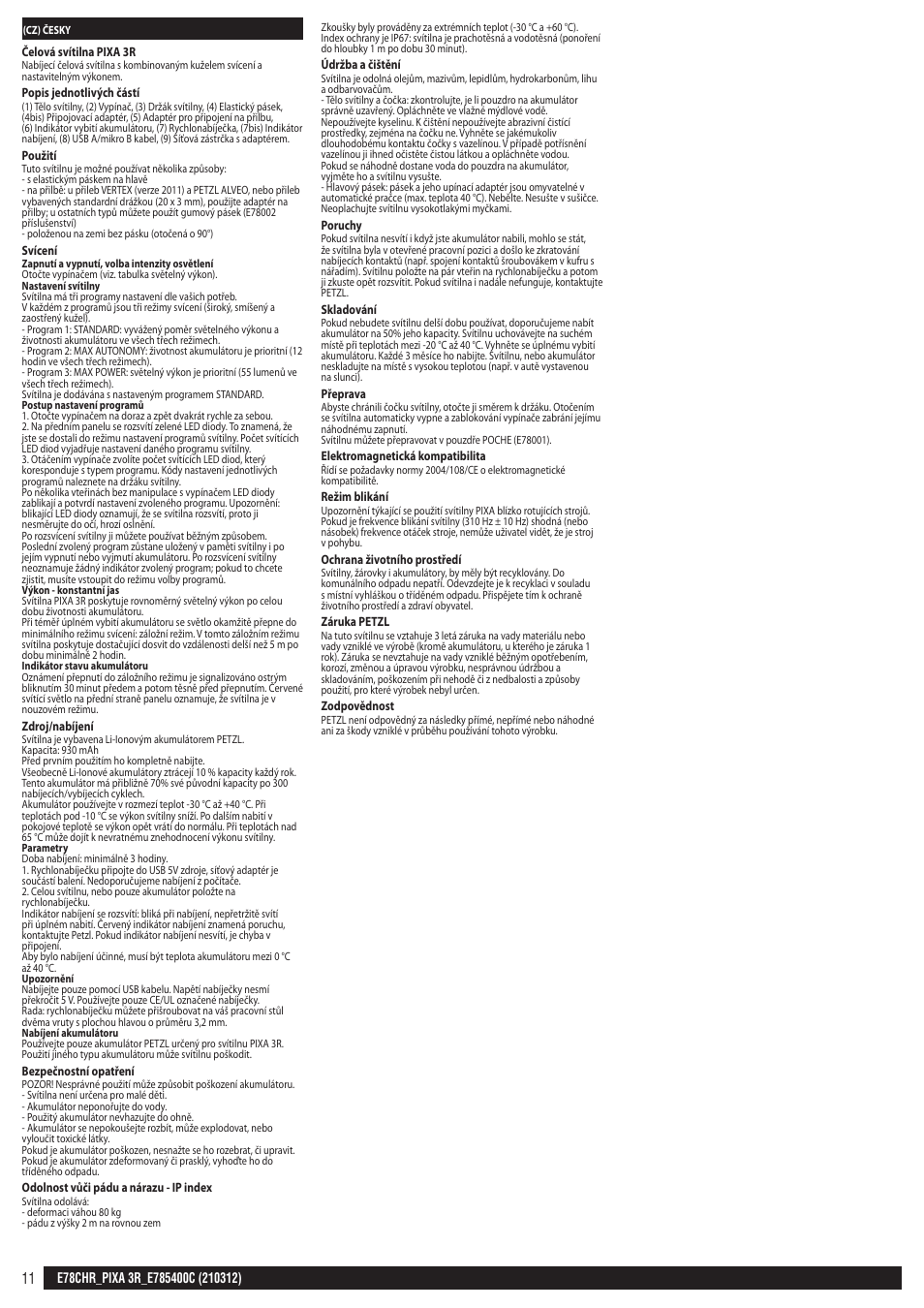 Petzl PIXA 3R User Manual | Page 11 / 23