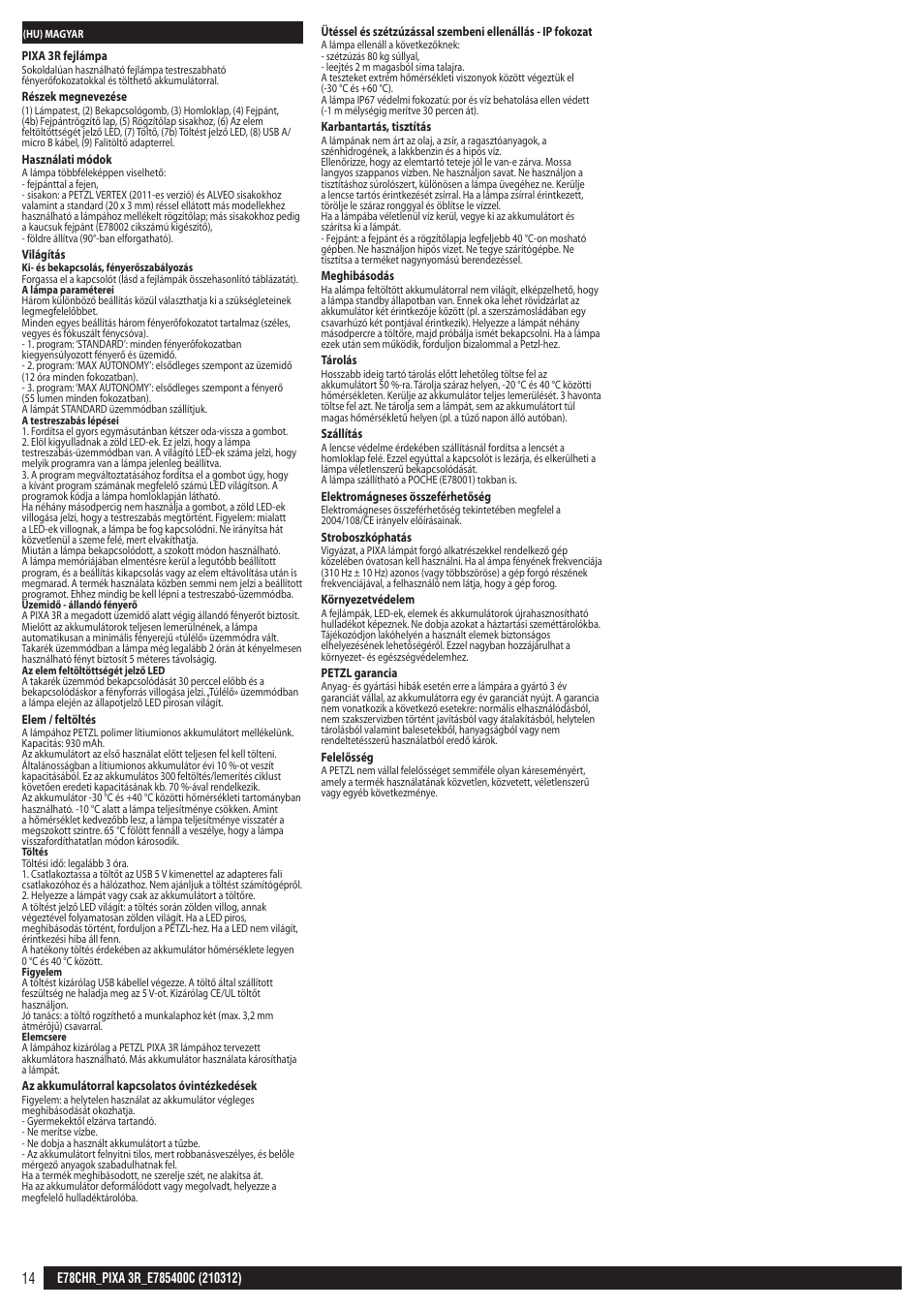 Petzl PIXA 3R User Manual | Page 14 / 23