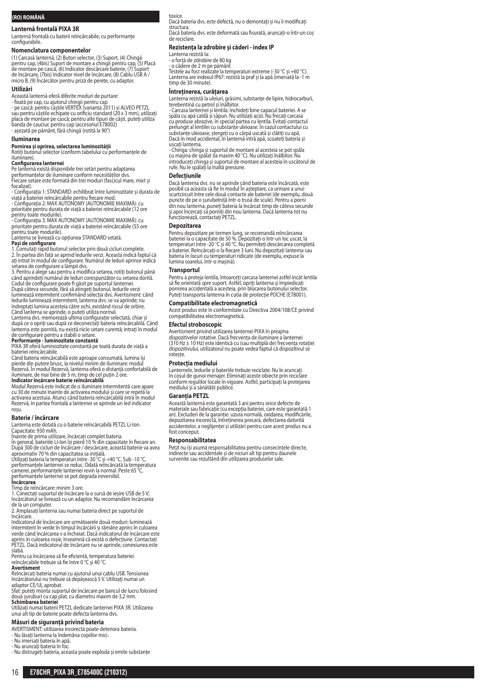 Petzl PIXA 3R User Manual | Page 16 / 23