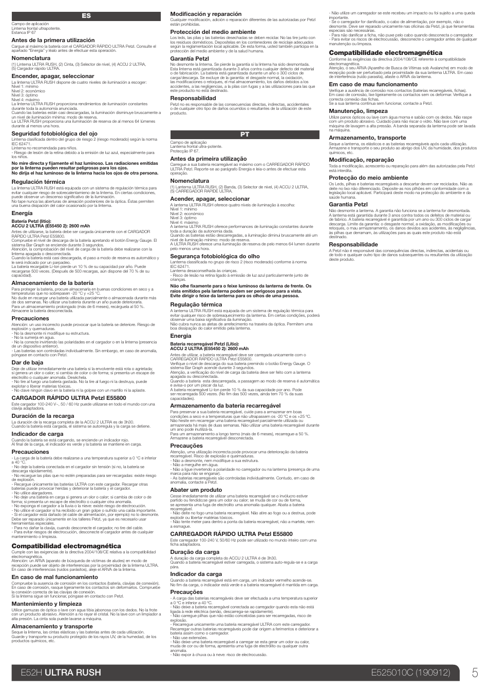 Es, pt | Petzl ULTRA RUSH User Manual | Page 5 / 14