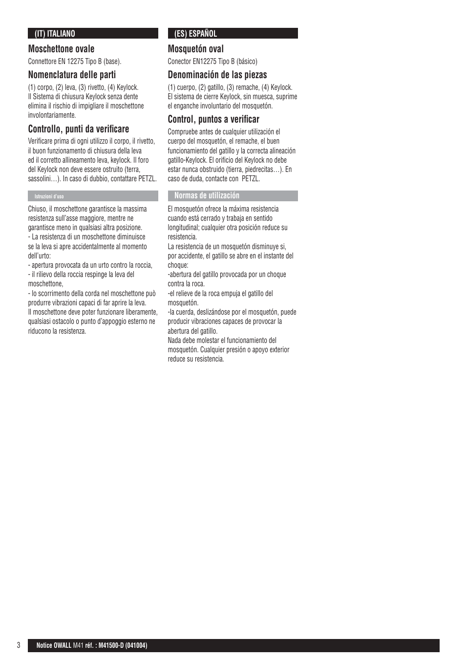 It), (es) | Petzl OWALL User Manual | Page 3 / 3