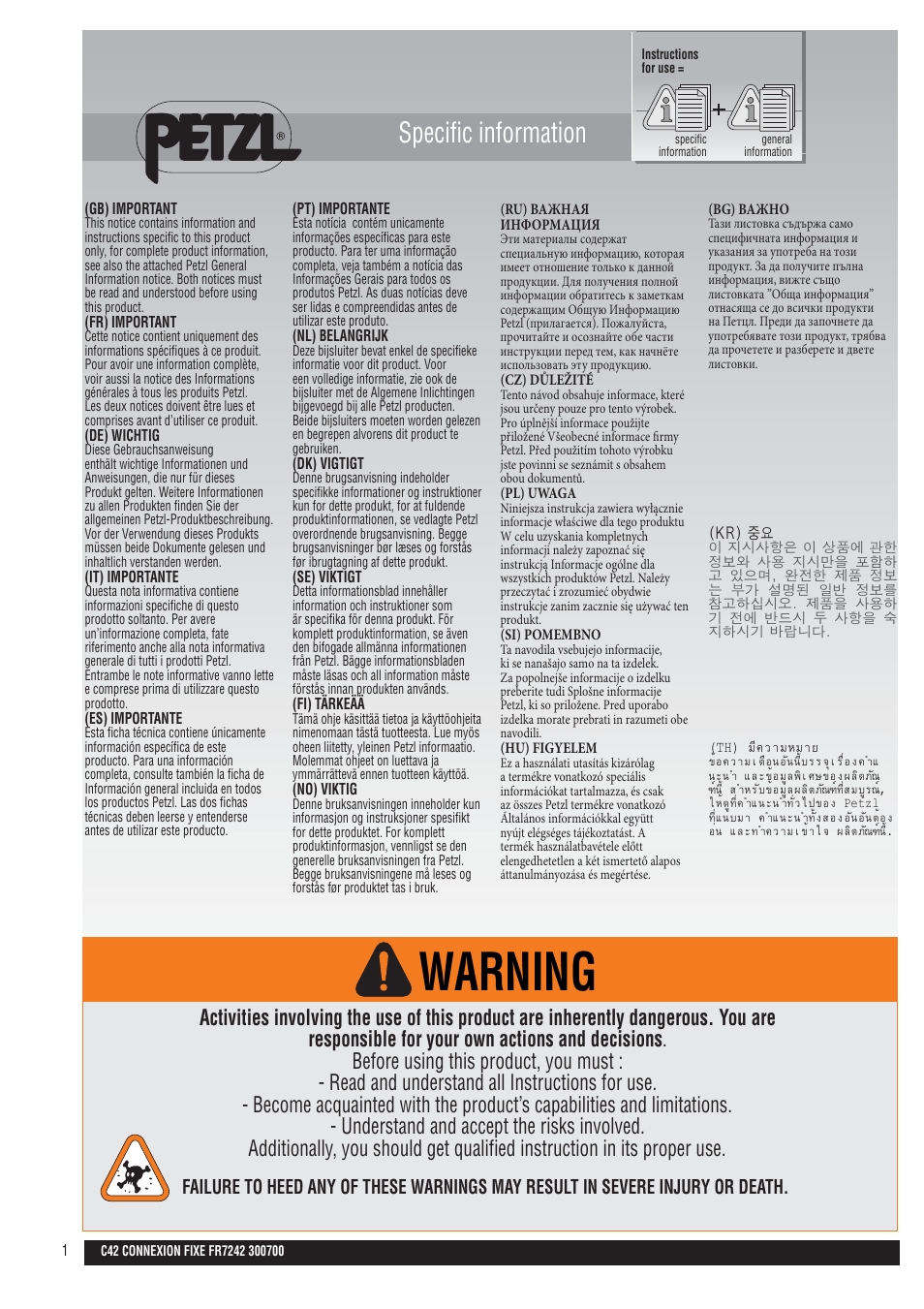 Petzl CONNEXION FIXE User Manual | 5 pages