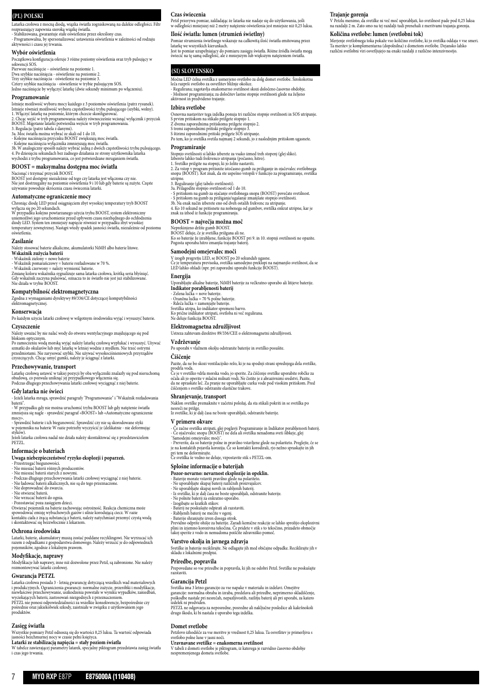 Pl, si | Petzl MYO RXP User Manual | Page 7 / 10