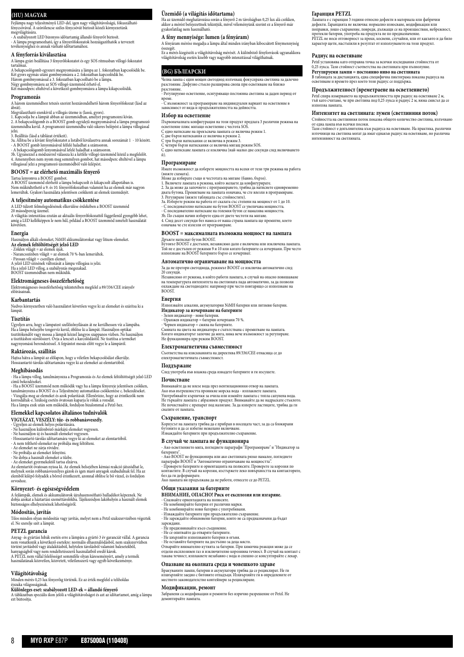 Hu, bg | Petzl MYO RXP User Manual | Page 8 / 10