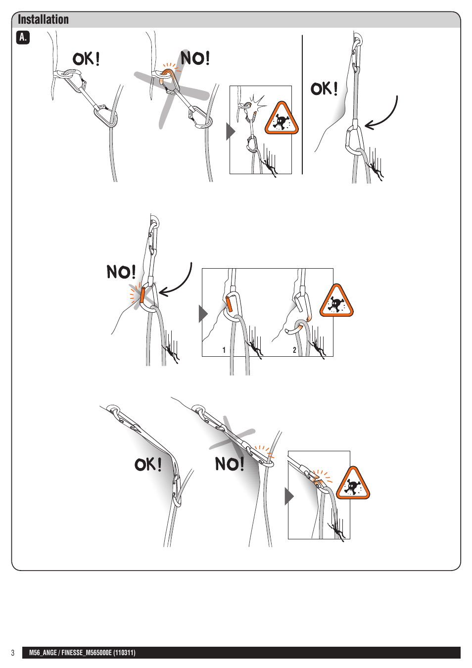 Drawings, Installation | Petzl FINESSE User Manual | Page 3 / 20