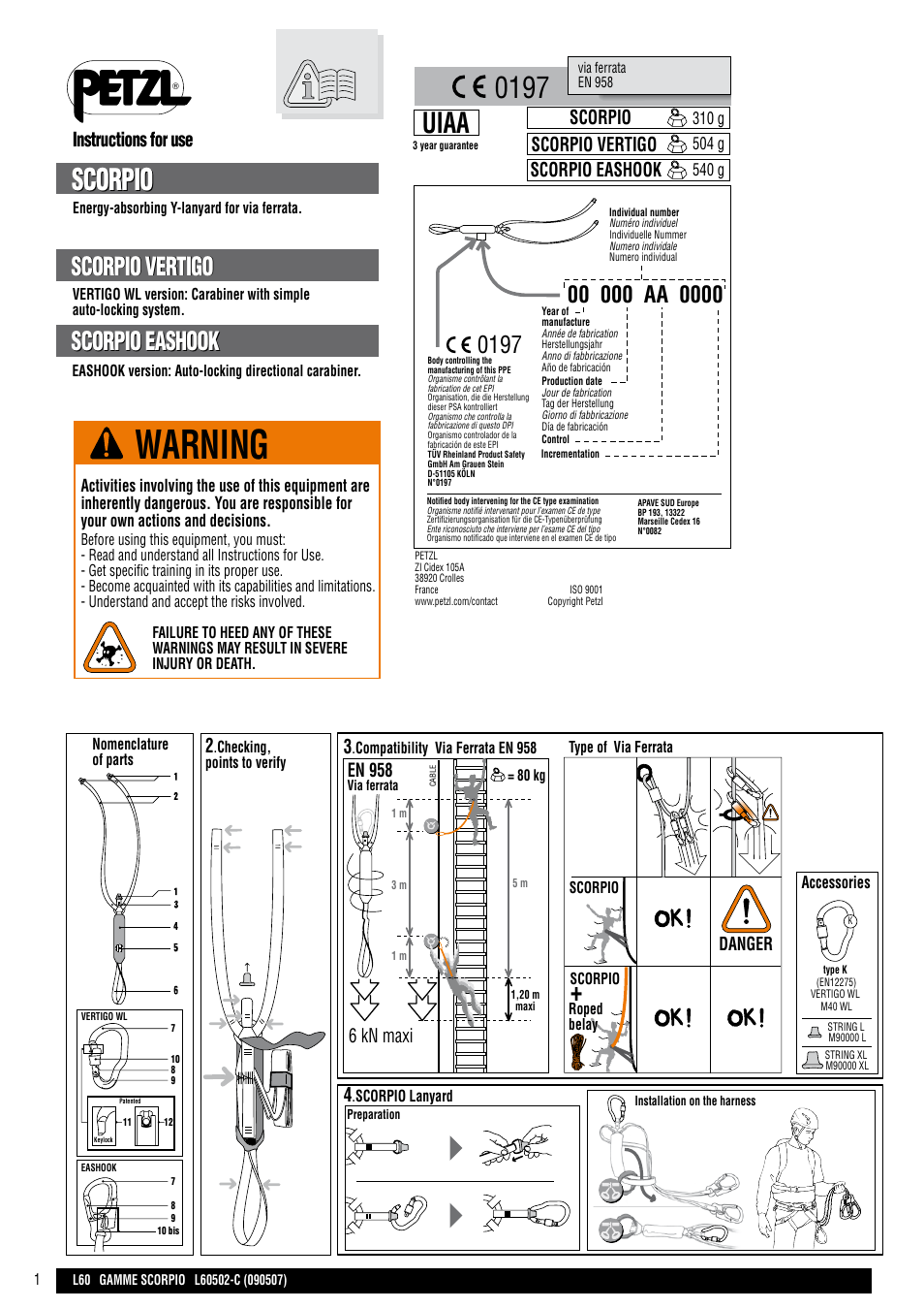 Petzl SCORPIO VERTIGO User Manual | 20 pages
