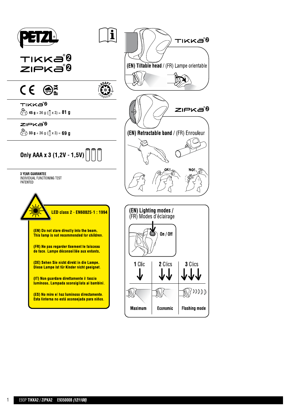 Petzl TIKKA 2 CORE User Manual | 24 pages