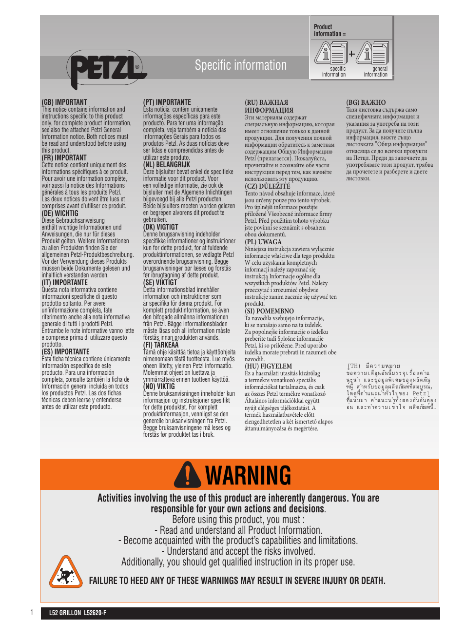Petzl GRILLON HOOK User Manual | 14 pages