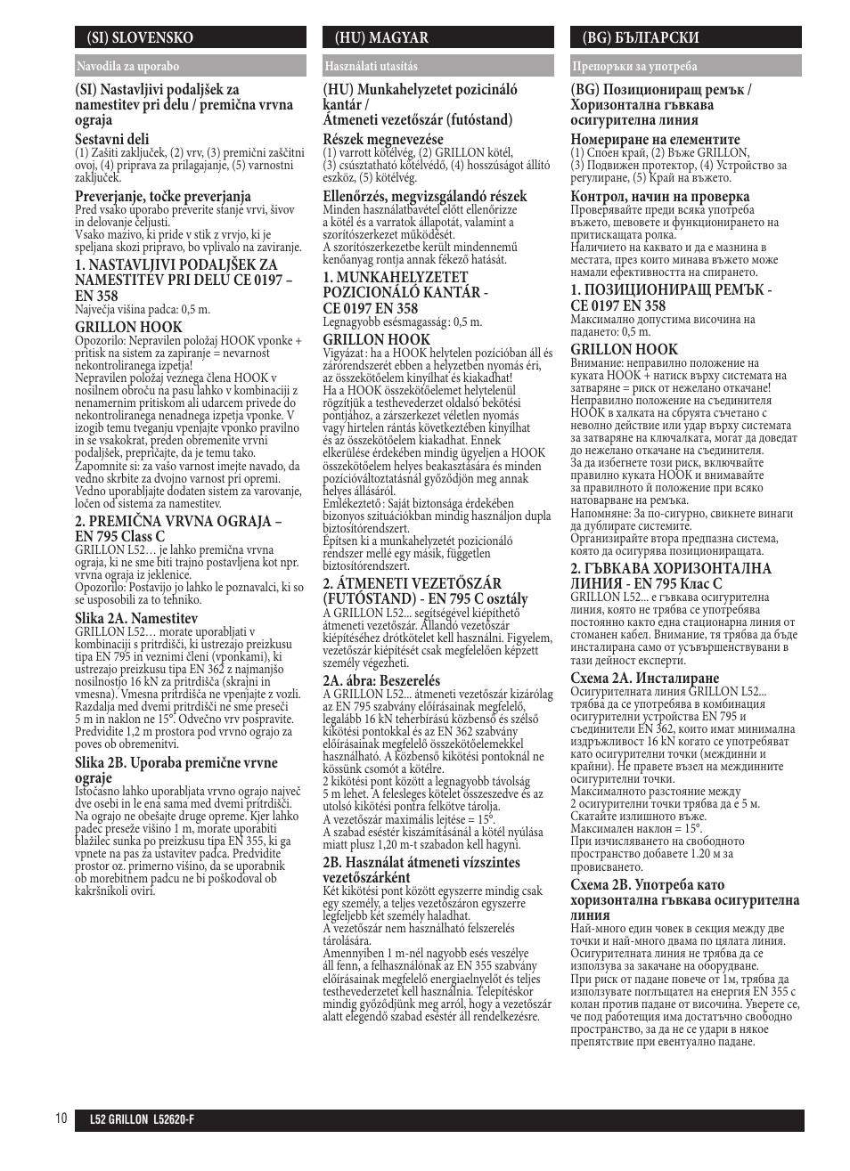 Si; hu; bg | Petzl GRILLON HOOK User Manual | Page 10 / 14