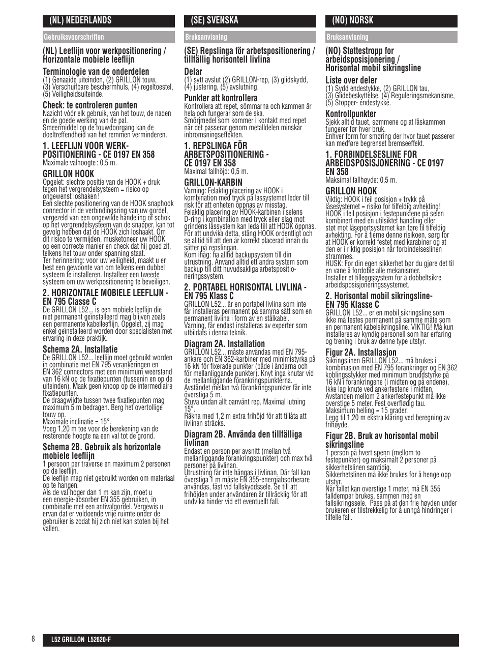 Nl; se; no | Petzl GRILLON HOOK User Manual | Page 8 / 14