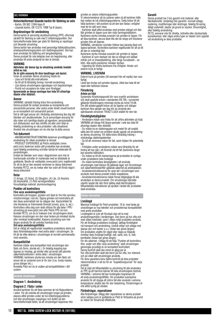 Petzl OMNI SCREW-LOCK User Manual | Page 10 / 20