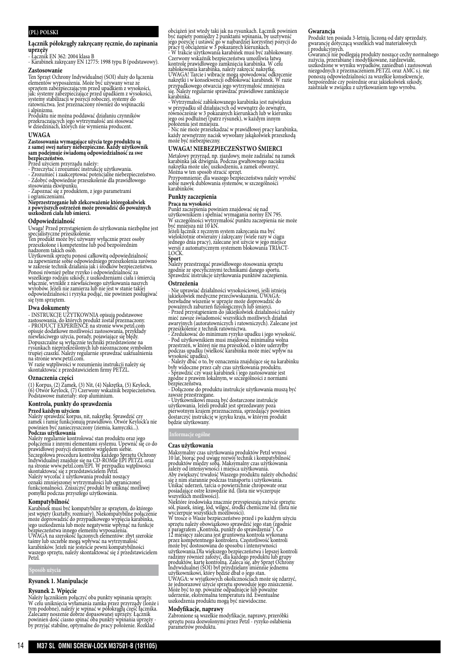 Petzl OMNI SCREW-LOCK User Manual | Page 14 / 20