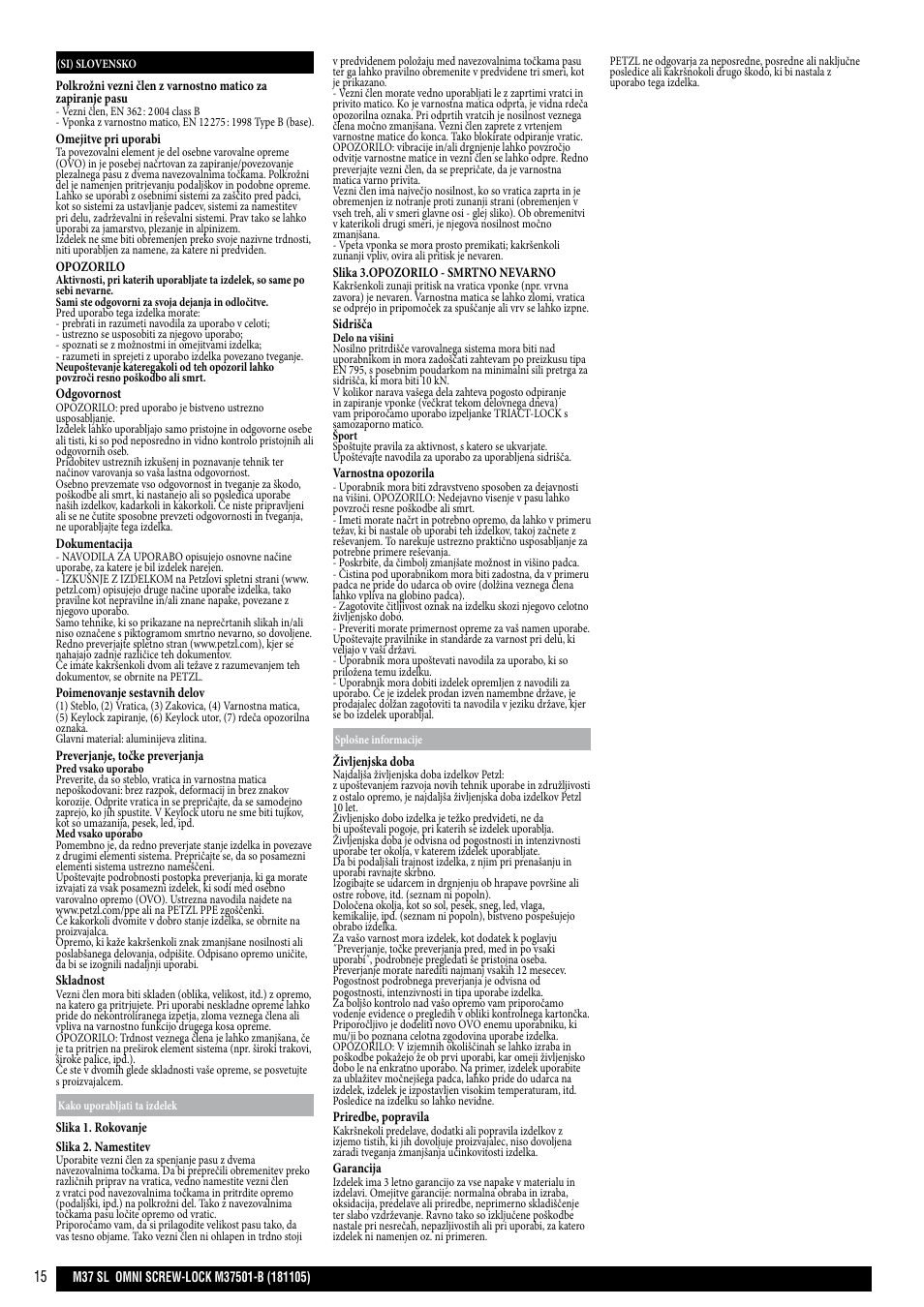 Petzl OMNI SCREW-LOCK User Manual | Page 15 / 20