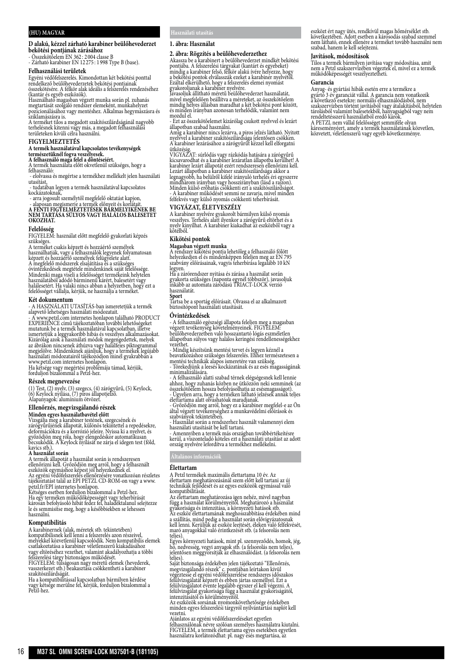 Petzl OMNI SCREW-LOCK User Manual | Page 16 / 20