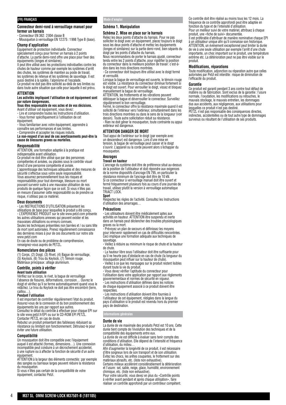 Petzl OMNI SCREW-LOCK User Manual | Page 4 / 20