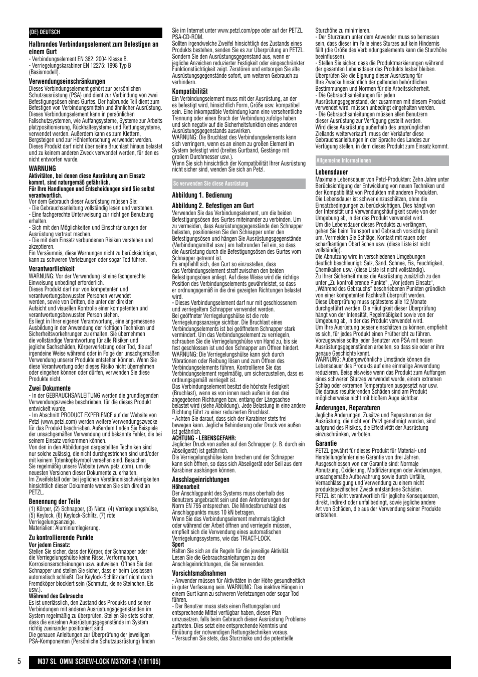 Petzl OMNI SCREW-LOCK User Manual | Page 5 / 20